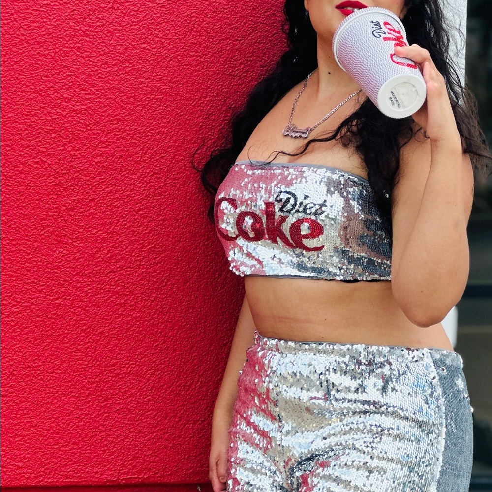 Diet Coke Sequin Party Outfit - Silver and Red outfit only